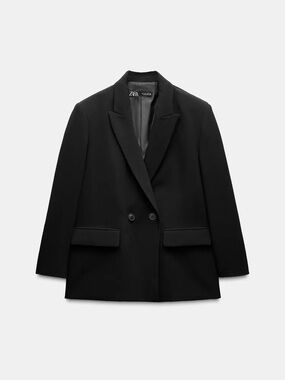 Zara Oversized Double-Breasted Blazer - Black
